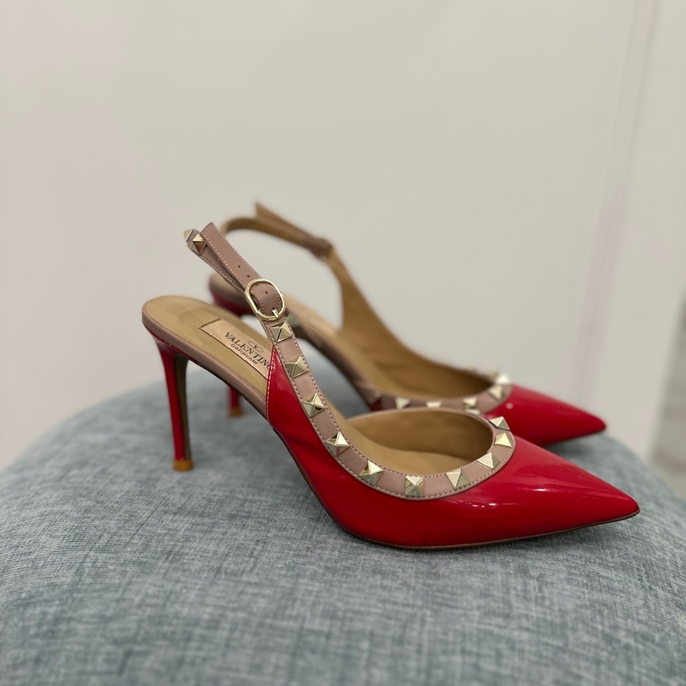 Valentino Garavani Red Studded Slingback Heels